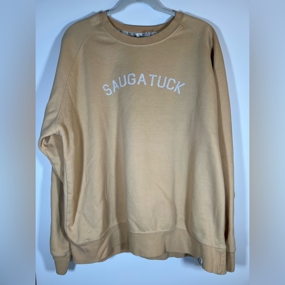 Great Coast yellow relaxed Saugatuck Michigan distressed sweatshirt sz XL preppy - Picture 1 of 8